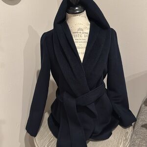 Joinus belted Elegant Dark Navy blue Women's wrap aroundJ acket pre owned
